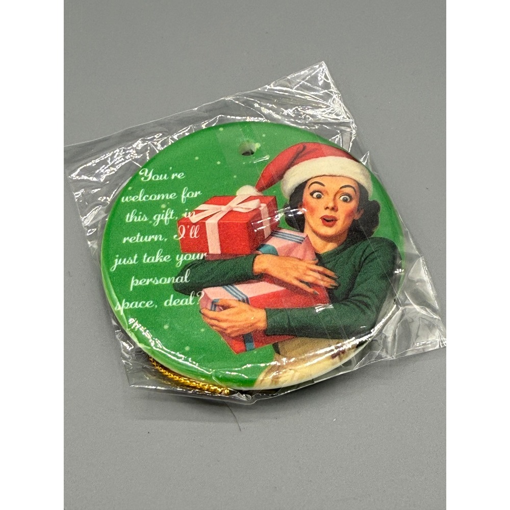 Set of 8 Retro Sassy Christmas Ornaments Ceramic Vintage Style Funny Pinup Decor